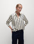 Satin Striped Collared Button Through Shirt